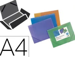 Chemise liderpapel polypropylène dos flexible a4 210x297mm 4/10e rabats fermeture élastique coloris assortis