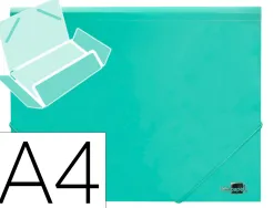 Chemise liderpapel polypropylene dos flexible a4 210x297mm 4/10e 3 rabats 100f elastique vert pomme opaque