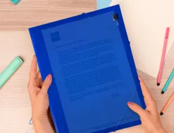 Chemise liderpapel polypropylène dos flexible a4 210x297mm 4/10e 3 rabats élastique 100f coloris bleu translucide