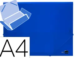 Chemise liderpapel polypropylène dos flexible a4 210x297mm 4/10e 3 rabats élastique 100f coloris bleu translucide