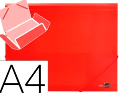 Chemise liderpapel polypropylène dos flexible a4 210x297mm 4/10e 3 rabats élastique 100f coloris rouge translucide