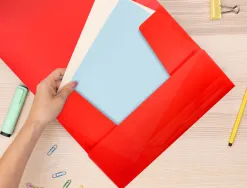 Chemise liderpapel polypropylène dos flexible a4 210x297mm 4/10e 3 rabats élastique 100f coloris rouge translucide