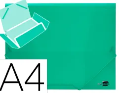 Chemise liderpapel polypropylène dos flexible a4 210x297mm 4/10e 3 rabats élastique 100f coloris vert translucide