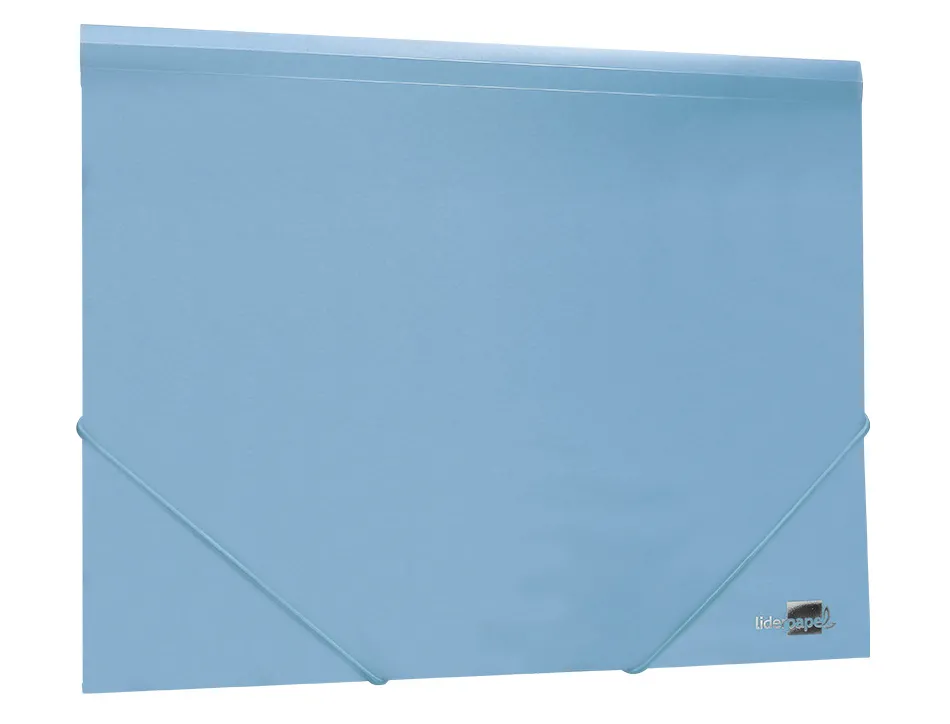 Chemise liderpapel polypropylene dos flexible a4 210x297mm 4/10e 3 rabats 100f elastique bleu ciel opaque