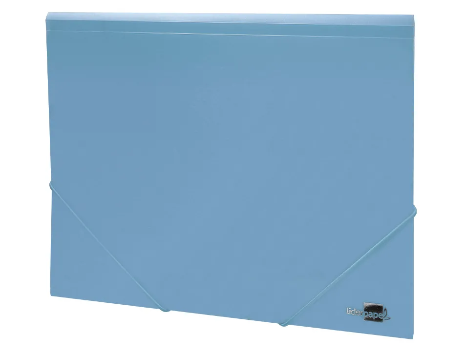 Chemise liderpapel polypropylene dos flexible a4 210x297mm 4/10e 3 rabats 100f elastique bleu ciel opaque