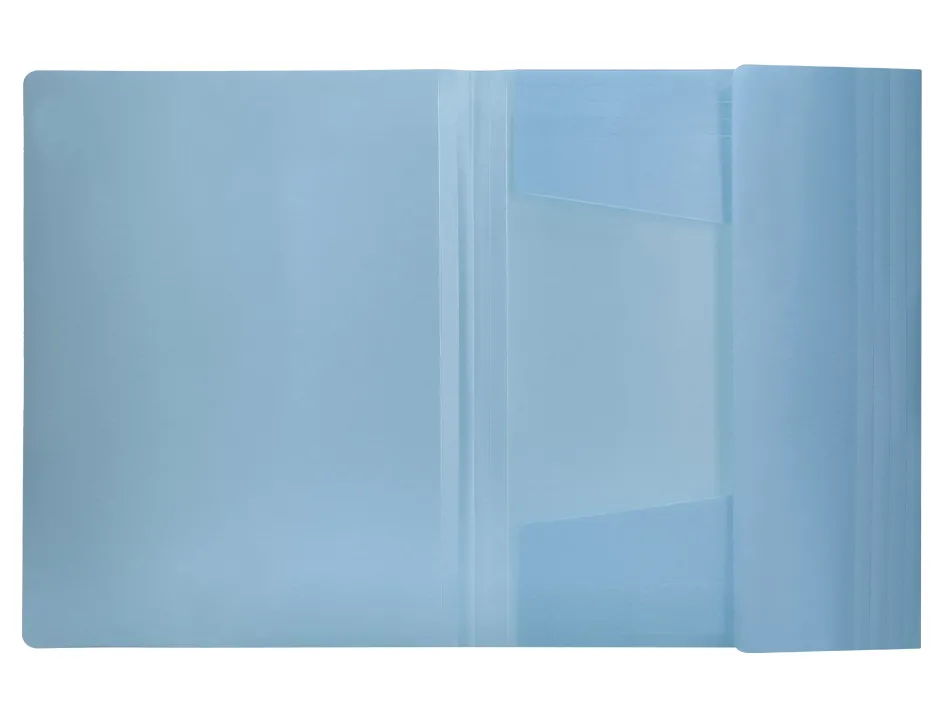 Chemise liderpapel polypropylene dos flexible a4 210x297mm 4/10e 3 rabats 100f elastique bleu ciel opaque