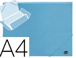 Chemise liderpapel polypropylene dos flexible a4 210x297mm 4/10e 3 rabats 100f elastique bleu ciel opaque