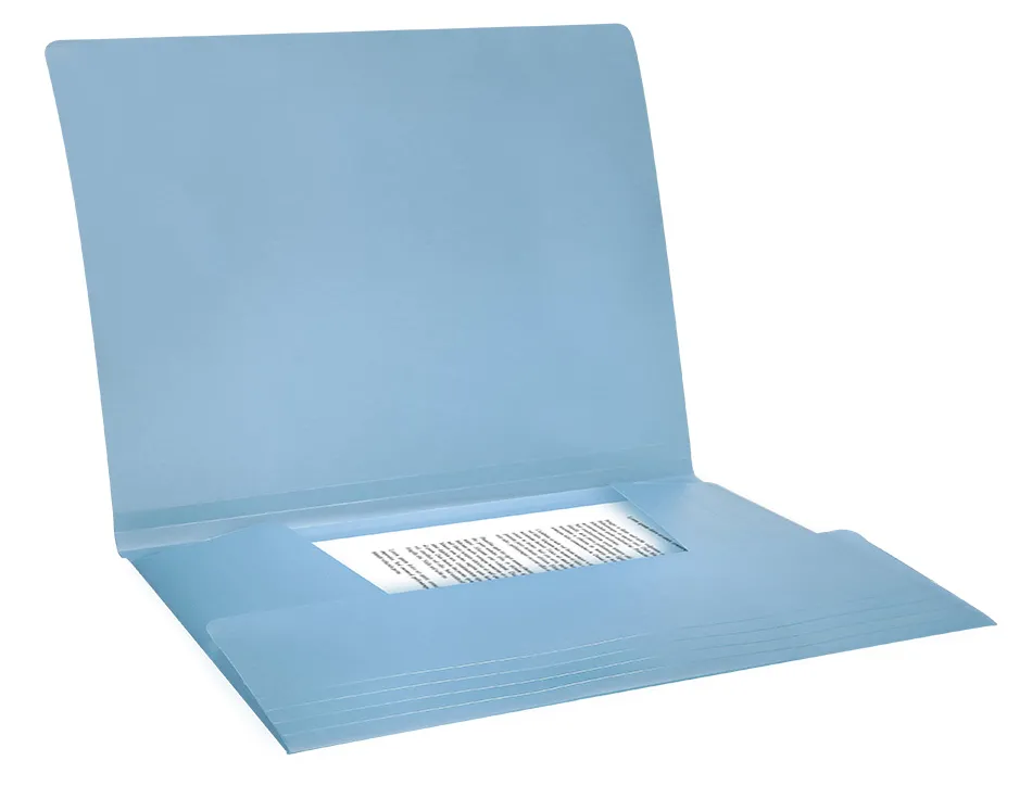Chemise liderpapel polypropylene dos flexible a4 210x297mm 4/10e 3 rabats 100f elastique bleu ciel opaque
