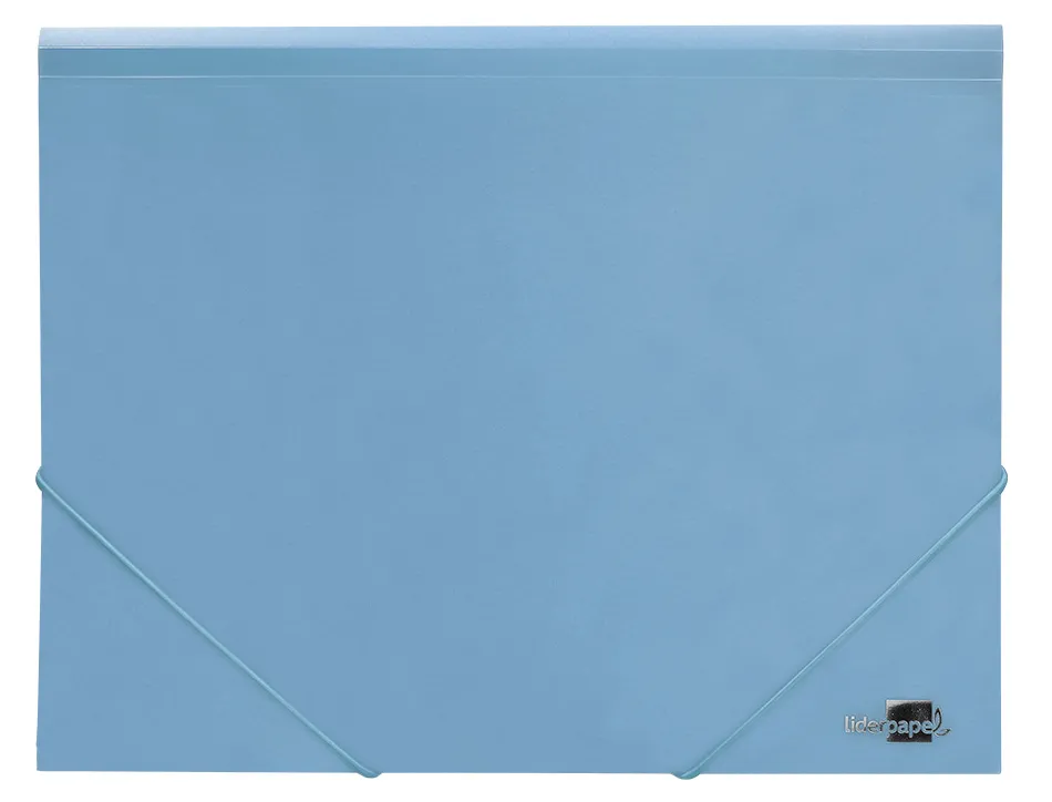 Chemise liderpapel polypropylene dos flexible a4 210x297mm 4/10e 3 rabats 100f elastique bleu ciel opaque