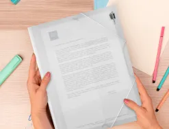 Chemise liderpapel polypropylène dos flexible a4 210x297mm 4/10e 3 rabats élastique 100f coloris transparent