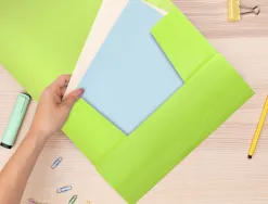 Chemise liderpapel polypropylene dos flexible a4 210x297mm 4/10e 3 rabats 100f elastique jaune fluo opaque