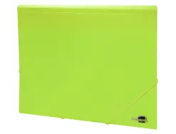 Chemise liderpapel polypropylene dos flexible a4 210x297mm 4/10e 3 rabats 100f elastique jaune fluo opaque