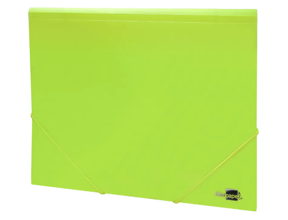 Chemise liderpapel polypropylene dos flexible a4 210x297mm 4/10e 3 rabats 100f elastique jaune fluo opaque