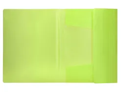 Chemise liderpapel polypropylene dos flexible a4 210x297mm 4/10e 3 rabats 100f elastique jaune fluo opaque
