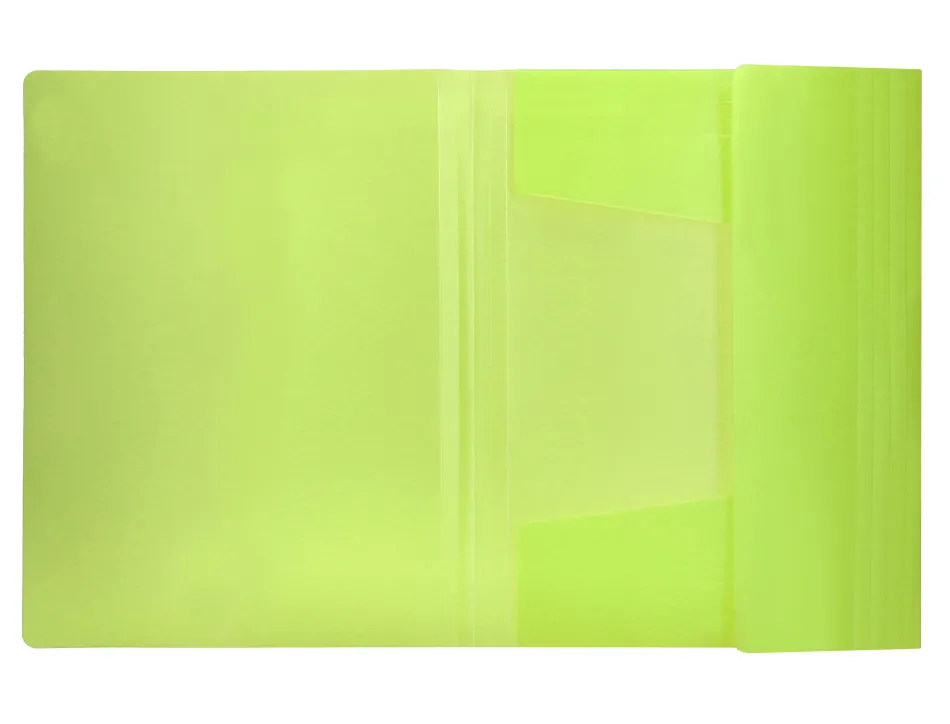Chemise liderpapel polypropylene dos flexible a4 210x297mm 4/10e 3 rabats 100f elastique jaune fluo opaque