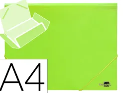 Chemise liderpapel polypropylene dos flexible a4 210x297mm 4/10e 3 rabats 100f elastique jaune fluo opaque