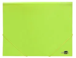 Chemise liderpapel polypropylene dos flexible a4 210x297mm 4/10e 3 rabats 100f elastique jaune fluo opaque