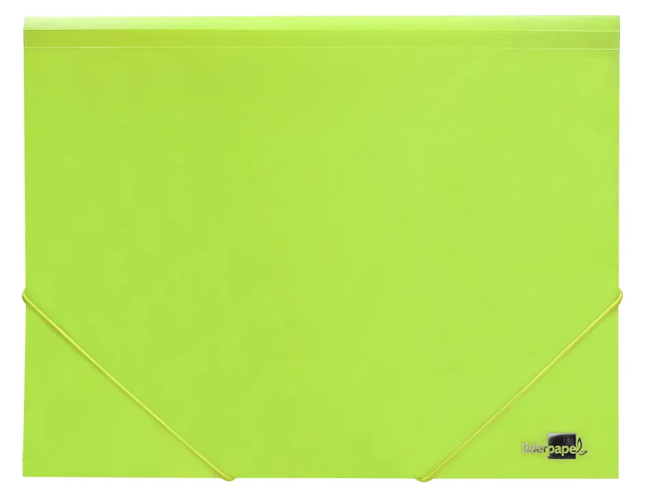Chemise liderpapel polypropylene dos flexible a4 210x297mm 4/10e 3 rabats 100f elastique jaune fluo opaque