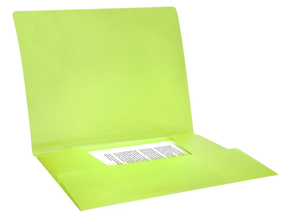 Chemise liderpapel polypropylene dos flexible a4 210x297mm 4/10e 3 rabats 100f elastique jaune fluo opaque