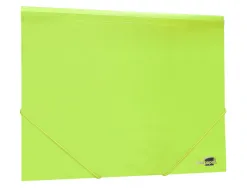 Chemise liderpapel polypropylene dos flexible a4 210x297mm 4/10e 3 rabats 100f elastique jaune fluo opaque