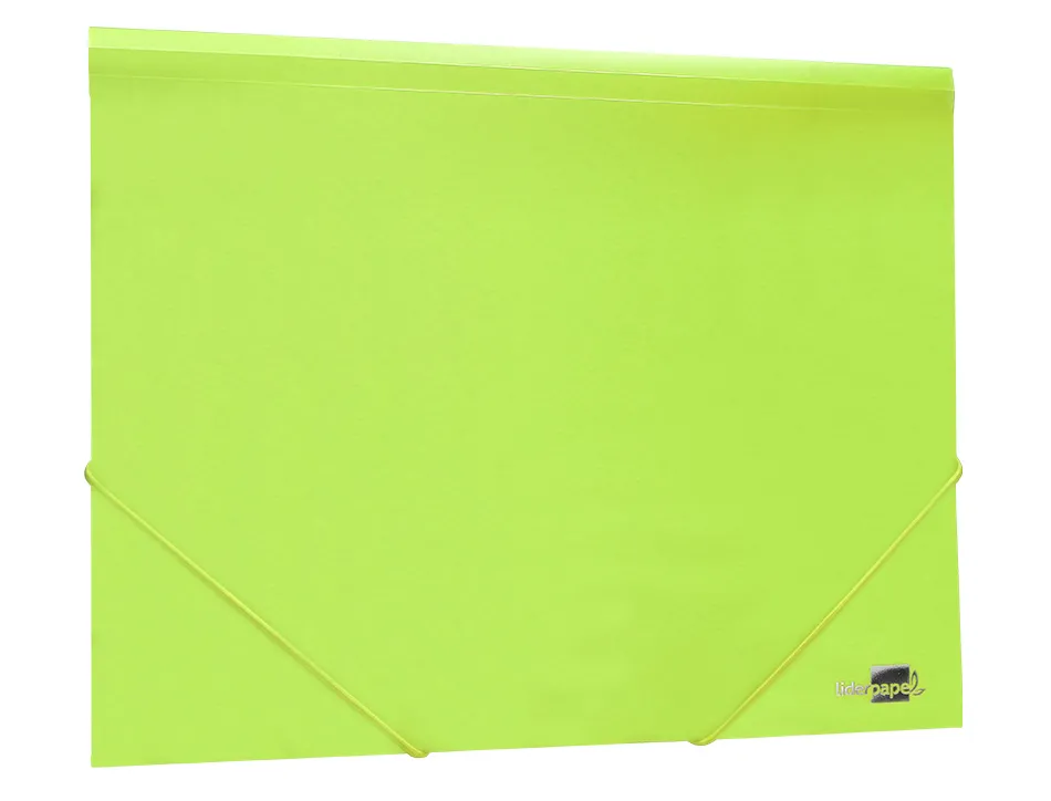 Chemise liderpapel polypropylene dos flexible a4 210x297mm 4/10e 3 rabats 100f elastique jaune fluo opaque