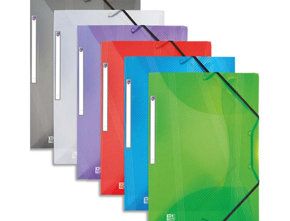 Chemise oxford hawaï pp dos rigide 240x320mm documents a4 dos 25mm rabats clipsés élastique 6 coloris assortis