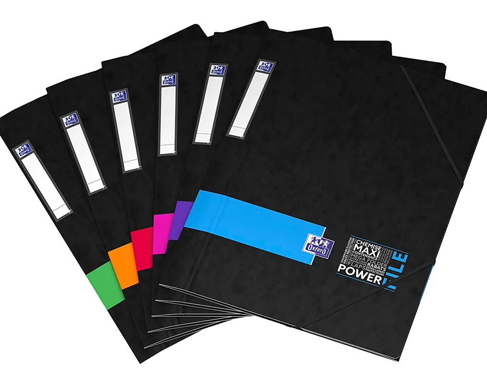 Chemise oxford power file étudiant élastique 3 rabats extra large grande capacité coloris assortis