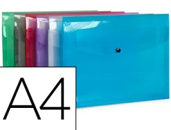 Chemise pochette elba hawai polypropylene translucide format a4 fermeture bouton pression coloris assortis