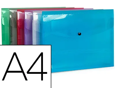 Chemise pochette elba hawai polypropylene translucide format a4 fermeture bouton pression coloris assortis