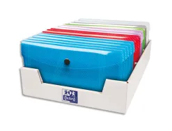 Chemise pochette oxford hawai pp translucide format dl 120x220mm fermeture bouton pression coloris aleatoire