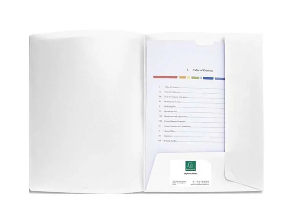 Chemise présentation exacompta kreacover polypropylène 4/10e a4 personnalisable porte carte de visite coloris blanc