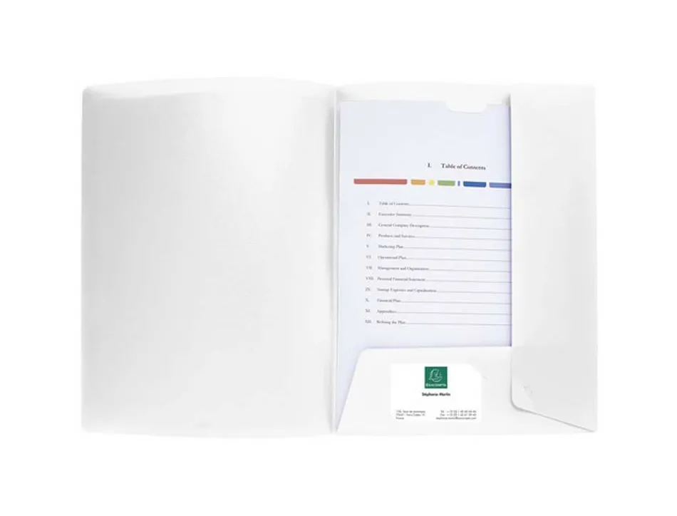 Chemise présentation exacompta kreacover polypropylène 4/10e a4 personnalisable porte carte de visite coloris blanc