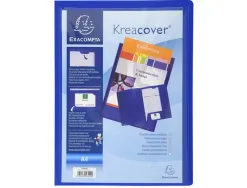 Chemise présentation exacompta kreacover polypropylène souple 4/10e a4 24x32cm personnalisable coloris bleu
