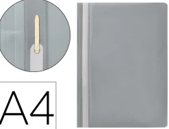 Chemise présentation q-connect à lamelles polypropylène 18/100e document perforé a4 30f porte-étiquette coloris gris