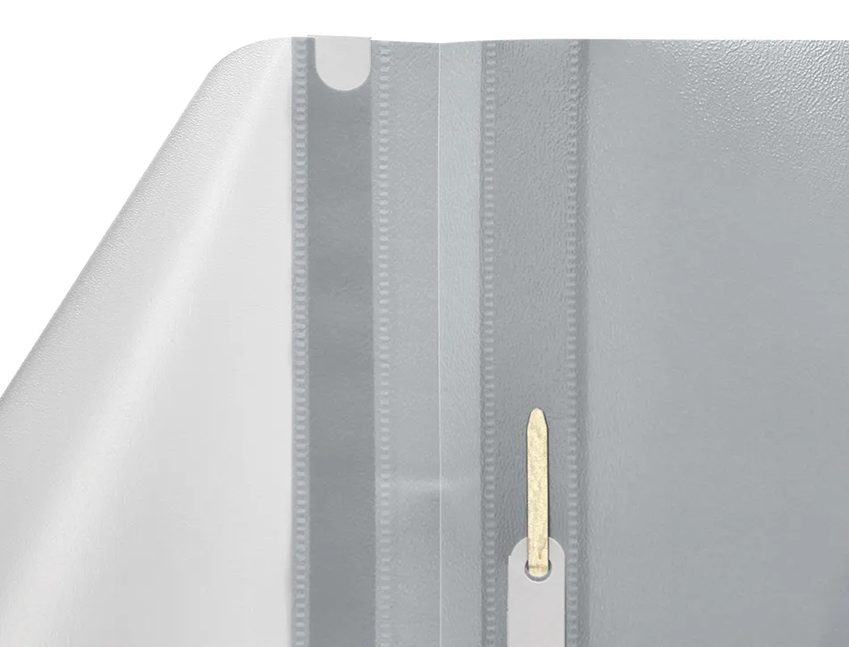 Chemise présentation q-connect à lamelles polypropylène 18/100e document perforé a4 30f porte-étiquette coloris gris