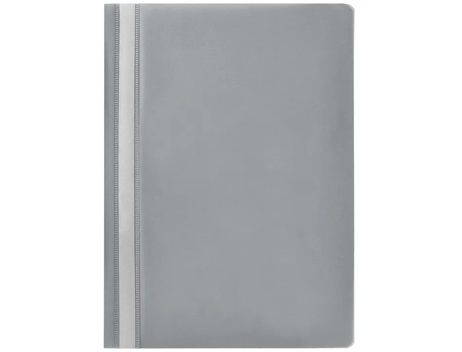 Chemise présentation q-connect à lamelles polypropylène 18/100e document perforé a4 30f porte-étiquette coloris gris