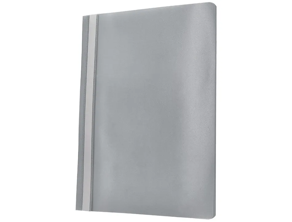 Chemise présentation q-connect à lamelles polypropylène 18/100e document perforé a4 30f porte-étiquette coloris gris