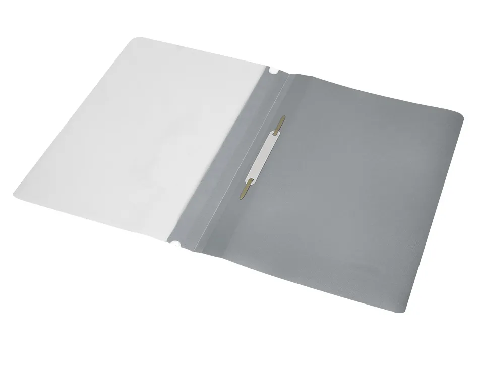 Chemise présentation q-connect à lamelles polypropylène 18/100e document perforé a4 30f porte-étiquette coloris gris