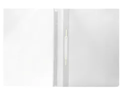 Chemise présentation q-connect à lamelles polypropylène 18/100e document perforé a4 30f porte-étiquette coloris blanc
