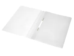 Chemise présentation q-connect à lamelles polypropylène 18/100e document perforé a4 30f porte-étiquette coloris blanc