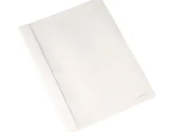 Chemise présentation q-connect à lamelles polypropylène 18/100e document perforé a4 30f porte-étiquette coloris blanc