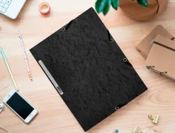 Chemise q-connect carte lustrée 375g pour documents a4 320x243mm 3 rabats coloris noir