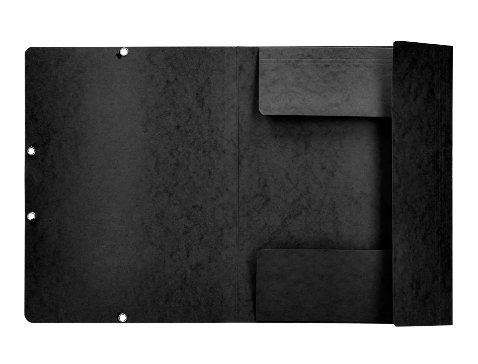Chemise q-connect carte lustrée 375g pour documents a4 320x243mm 3 rabats coloris noir
