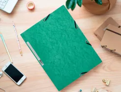 Chemise q-connect carte lustrée 375g pour documents a4 320x243mm 3 rabats coloris vert