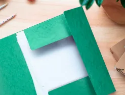 Chemise q-connect carte lustrée 375g pour documents a4 320x243mm 3 rabats coloris vert