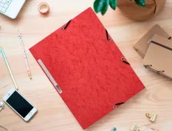 Chemise q-connect carte lustrée 375g pour documents a4 320x243mm 3 rabats coloris rouge