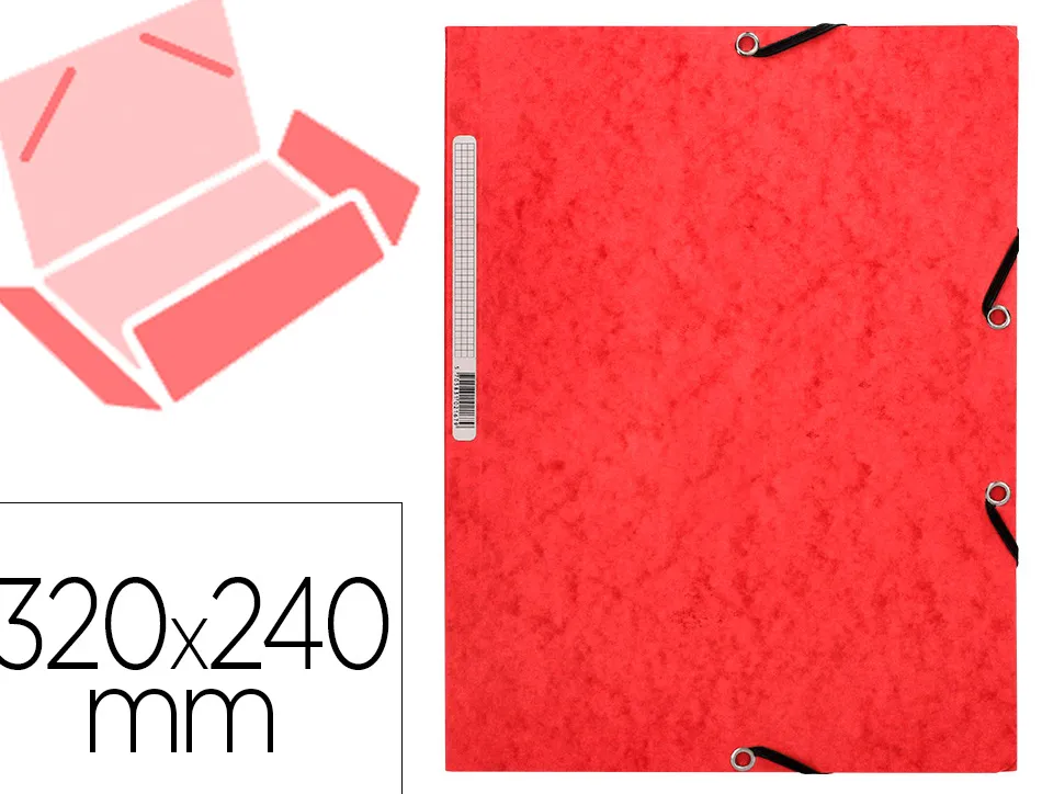 Chemise q-connect carte lustrée 375g pour documents a4 320x243mm 3 rabats coloris rouge