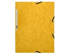 Chemise q-connect carte lustrée 375g pour documents a4 320x243mm 3 rabats coloris jaune