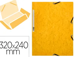 Chemise q-connect carte lustrée 375g pour documents a4 320x243mm 3 rabats coloris jaune