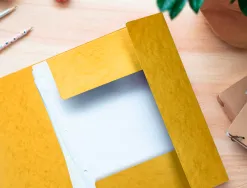 Chemise q-connect carte lustrée 375g pour documents a4 320x243mm 3 rabats coloris jaune
